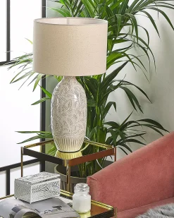 New Beliani Lampada da tavolo SALZA Ceramica Beige