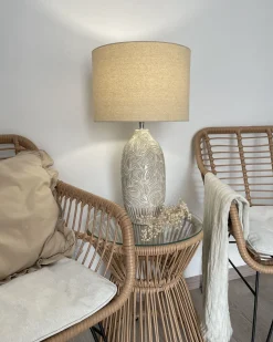 New Beliani Lampada da tavolo SALZA Ceramica Beige