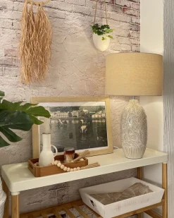 New Beliani Lampada da tavolo SALZA Ceramica Beige