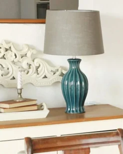 Clearance Beliani Lampada da tavolo SAMINA Ceramica Verde Grigio Verde