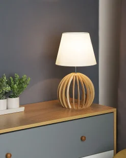 Online Beliani Lampada da tavolo SAMO Marrone/Bianco Bianco Marrone