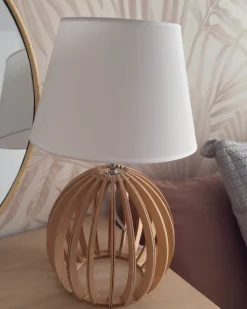 Online Beliani Lampada da tavolo SAMO Marrone/Bianco Bianco Marrone