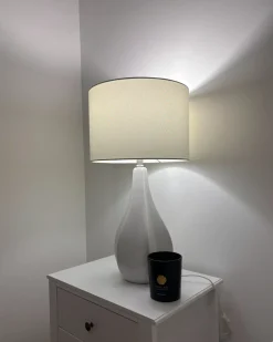 Online Beliani Lampada da tavolo SANTEE Porcellana Bianco sporco Bianco Beige