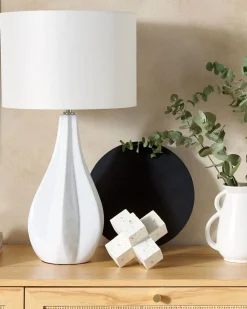 Online Beliani Lampada da tavolo SANTEE Porcellana Bianco sporco Bianco Beige