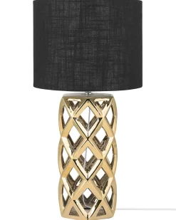 Sale Beliani Lampada da tavolo SELJA Ceramica Oro Nero Oro