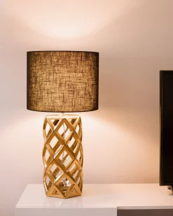 Sale Beliani Lampada da tavolo SELJA Ceramica Oro Nero Oro