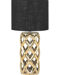 Sale Beliani Lampada da tavolo SELJA Ceramica Oro Nero Oro