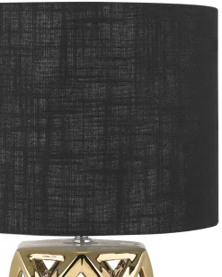 Sale Beliani Lampada da tavolo SELJA Ceramica Oro Nero Oro