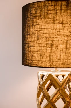 Sale Beliani Lampada da tavolo SELJA Ceramica Oro Nero Oro