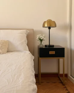 Hot Beliani Lampada da tavolo SENETTE Metallo Nero/Oro Oro Nero