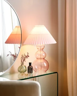 Best Beliani Lampada da tavolo SENGWA Vetro Rosa