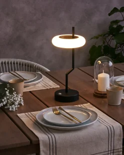 Clearance Beliani Lampada da tavolo senza fili a LED ALVIELA con dimmer Metallo Nero Bianco Marrone Nero