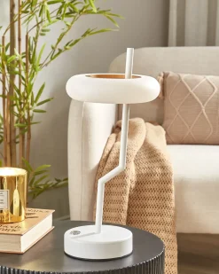 Hot Beliani Lampada da tavolo senza fili a LED ALVIELA con dimmer Metallo Bianco Bianco Marrone