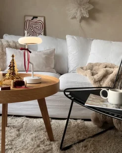 Hot Beliani Lampada da tavolo senza fili a LED ALVIELA con dimmer Metallo Bianco Bianco Marrone