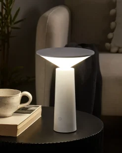 Best Beliani Lampada da tavolo senza fili a LED LEVIRA con dimmer Metallo Bianco
