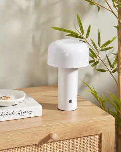 New Beliani Lampada da tavolo senza fili a LED BESOS con dimmer Metallo Bianco