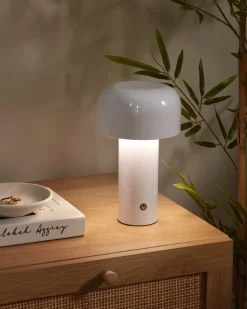 New Beliani Lampada da tavolo senza fili a LED BESOS con dimmer Metallo Bianco