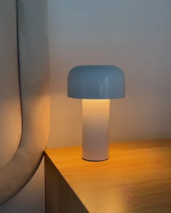 New Beliani Lampada da tavolo senza fili a LED BESOS con dimmer Metallo Bianco