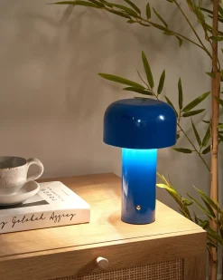 Beliani Lampada da tavolo senza fili a LED BESOS con dimmer Metallo Blu