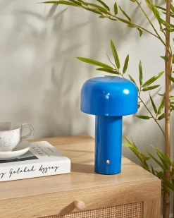 Beliani Lampada da tavolo senza fili a LED BESOS con dimmer Metallo Blu