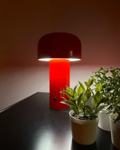 New Beliani Lampada da tavolo senza fili a LED BESOS con dimmer Metallo Rosso