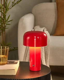 New Beliani Lampada da tavolo senza fili a LED BESOS con dimmer Metallo Rosso