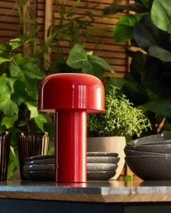 New Beliani Lampada da tavolo senza fili a LED BESOS con dimmer Metallo Rosso