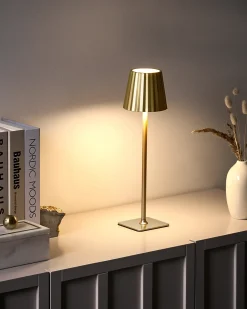 Best Beliani Lampada da tavolo senza fili a LED ABARO con dimmer Metallo Oro