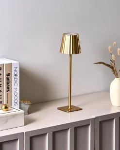 Best Beliani Lampada da tavolo senza fili a LED ABARO con dimmer Metallo Oro