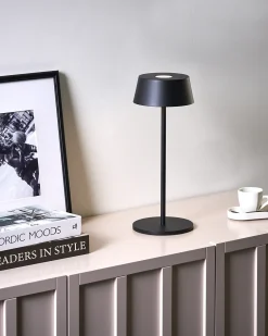 Beliani Lampada da tavolo senza fili a LED GUDER con dimmer Metallo Nero