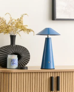 Sale Beliani Lampada da tavolo senza fili a LED APAYAO con dimmer Metallo Blu Argento Bianco Blu Nero