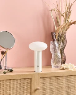 Clearance Beliani Lampada da tavolo senza fili a LED BUAYAN con dimmer Metallo Bianco Bianco Nero