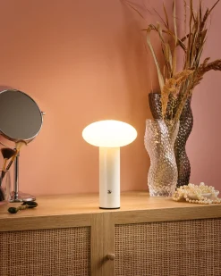 Clearance Beliani Lampada da tavolo senza fili a LED BUAYAN con dimmer Metallo Bianco Bianco Nero