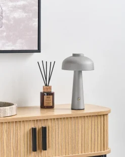 Online Beliani Lampada da tavolo senza fili a LED AGUSAN con dimmer Metallo Grigio Bianco Grigio Nero