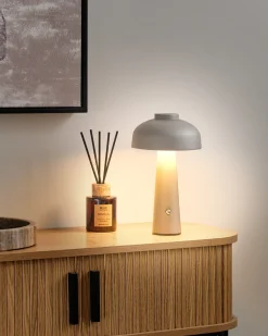 Online Beliani Lampada da tavolo senza fili a LED AGUSAN con dimmer Metallo Grigio Bianco Grigio Nero