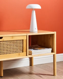 Discount Beliani Lampada da tavolo senza fili a LED BOCONO con dimmer Metallo Bianco