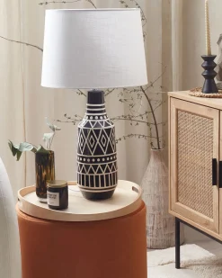 Sale Beliani Lampada da tavolo SHEBELLE Ceramica Nero Beige Bianco Nero
