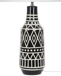 Sale Beliani Lampada da tavolo SHEBELLE Ceramica Nero Beige Bianco Nero
