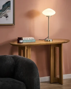 Outlet Beliani Lampada da tavolo SIBUN Metallo Argento Argento Bianco