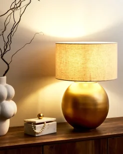 Best Beliani Lampada da tavolo SOBRAMATI Metallo Ottone Beige Ottone