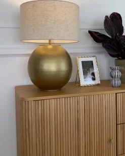 Best Beliani Lampada da tavolo SOBRAMATI Metallo Ottone Beige Ottone