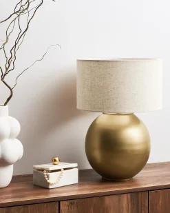 Best Beliani Lampada da tavolo SOBRAMATI Metallo Ottone Beige Ottone
