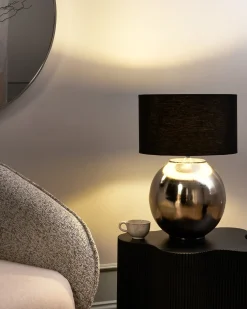 Beliani Lampada da tavolo SOBRAMATI Metallo Argento Argento Nero