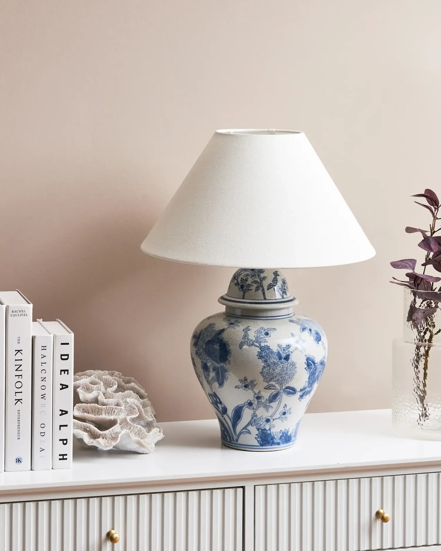 Online Beliani Lampada da tavolo SORRAIA Porcellana Bianco/Blu Bianco Blu