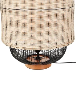 Outlet Beliani Lampada da tavolo TANGANYIKA Rattan Naturale Beige Naturale Nero