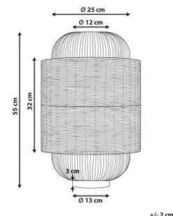 Outlet Beliani Lampada da tavolo TANGANYIKA Rattan Naturale Beige Naturale Nero