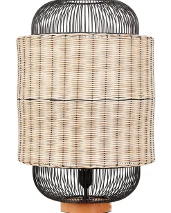 Outlet Beliani Lampada da tavolo TANGANYIKA Rattan Naturale Beige Naturale Nero
