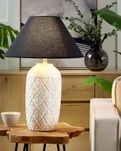 Discount Beliani Lampada da tavolo TELIRE Ceramica Beige Beige Nero