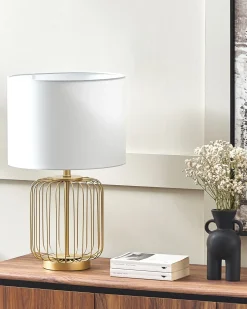 Online Beliani Lampada da tavolo THOUET Metallo Oro Bianco Oro