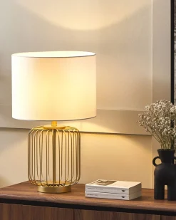 Online Beliani Lampada da tavolo THOUET Metallo Oro Bianco Oro